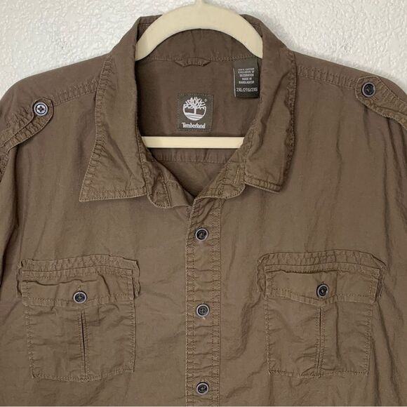 Timberland 100% Cotton Brown Button Down Men’s Shirt, Size 2XL - Picture 4 of 11